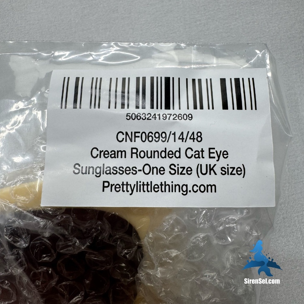 1184 NWT PrettyLittleThing Cream Rounded Cat Eye Sunglasses - Picture 5 of 6